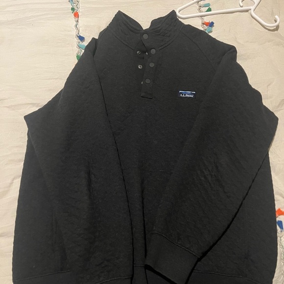 L. L. Bean Quilted Quarter Snap Sweatshirt Mockneck Large Like New - Picture 2 of 4